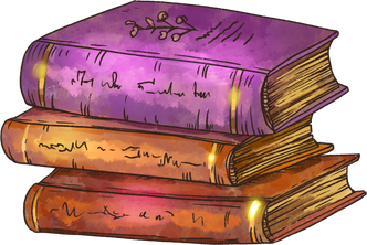 Vintage old books, magic school clipart