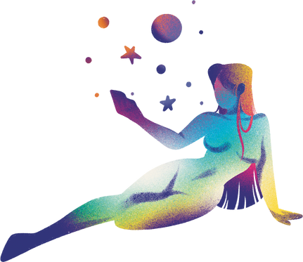 Grainy Gradient Celestial Woman with Stars